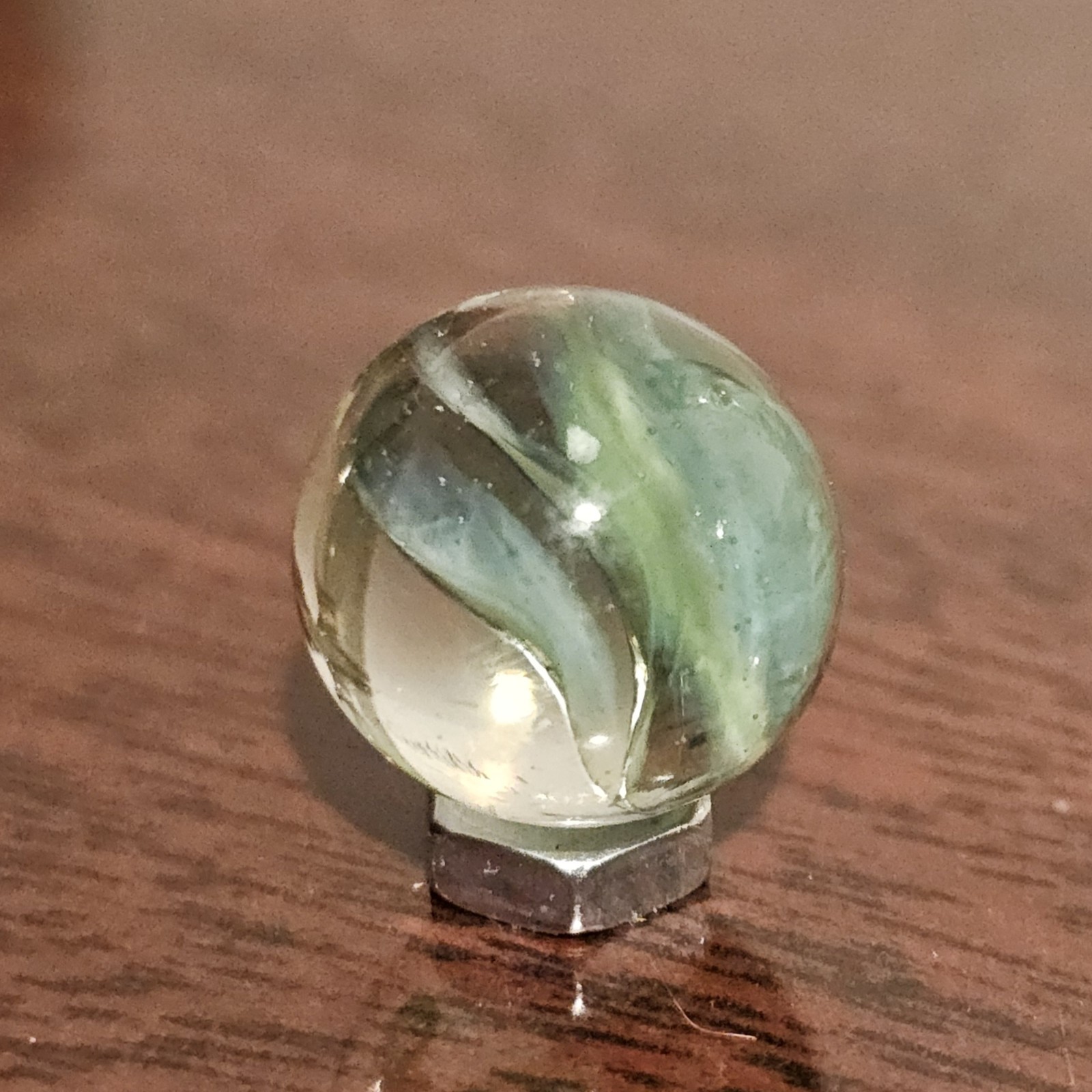 Vintage Vacor Green Spaghetti Ribbon .625″ Glass Marble