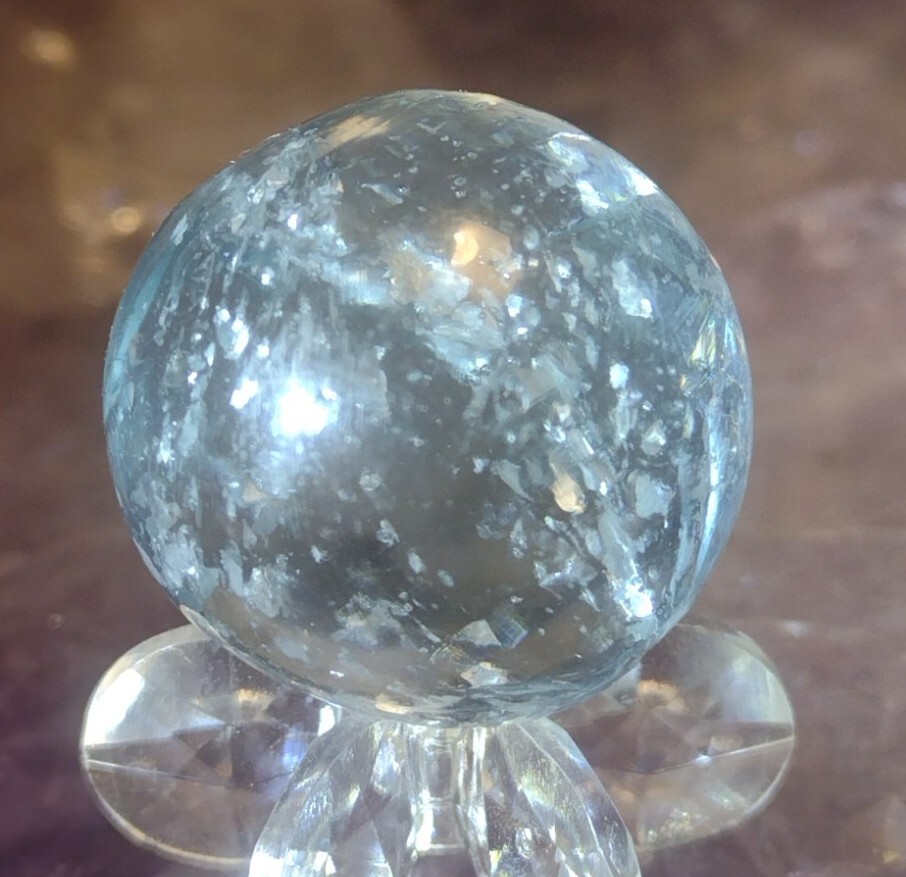.84″ TWISTED SILVER MICA – RARE VHTF ANTIQUE GERMAN MARBLES-NM