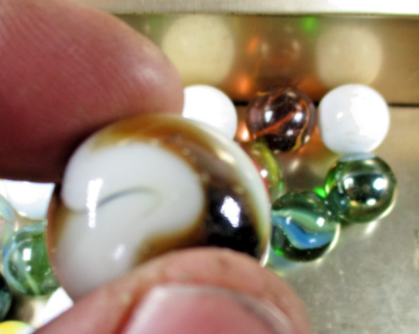 Large Marble Lot 28 Count 25 mm OD Swirls Solid Cats Eye Mix Machine & Handmade