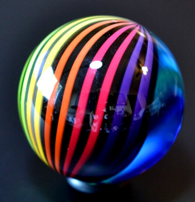 FRITZ LAUENSTEIN GLASS MARBLE/1.642″-PEEK into the RAINBOW-SAPPHIRE,TURQ.,FERN +