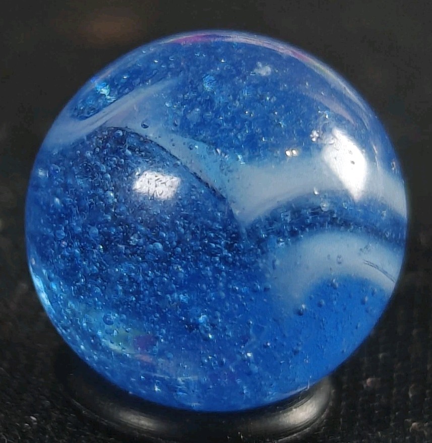 Vintage Marble – Kokomo Transparent Blue & White .61″