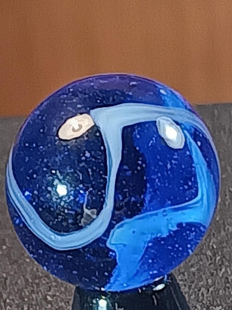 5/8″ Vacor Transparent Cobalt Sapphire Blue Jay Pearl White Serious Marble B184