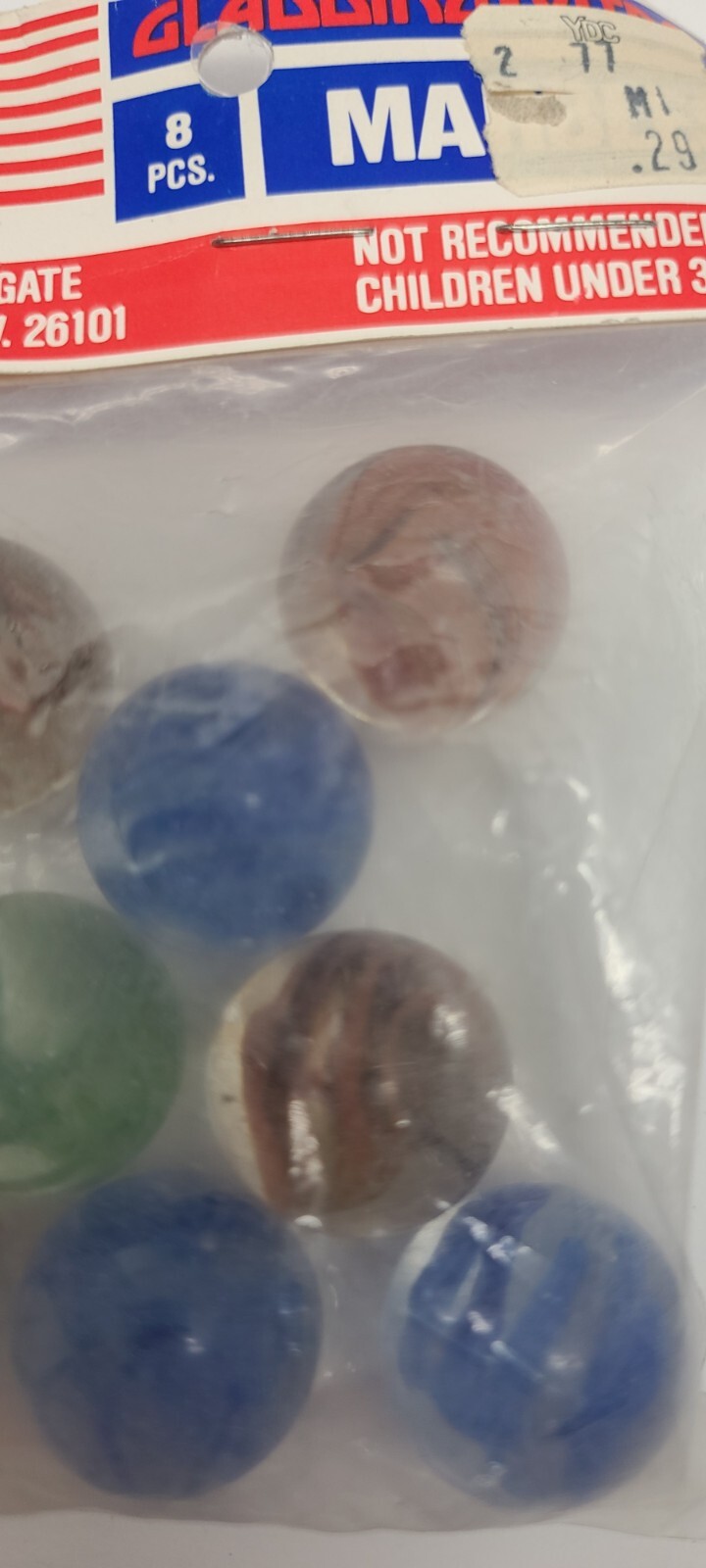Vintage Gladding Vitro Agate Marbles Clear Swirl Green Blue Red Spaghetti Bag