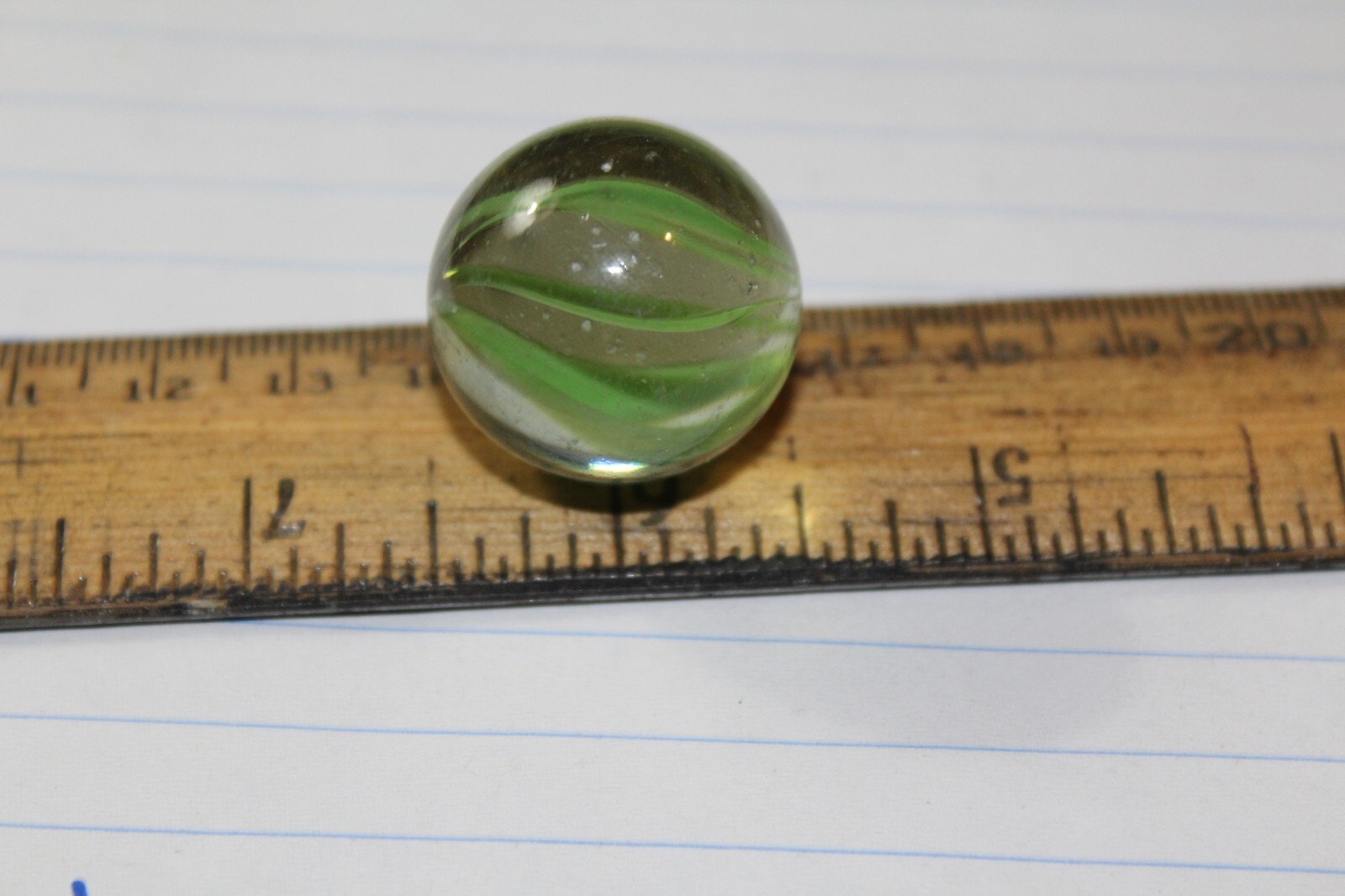 Vintage Machine Made 1″ Shooter Marble Caged Green Strands
