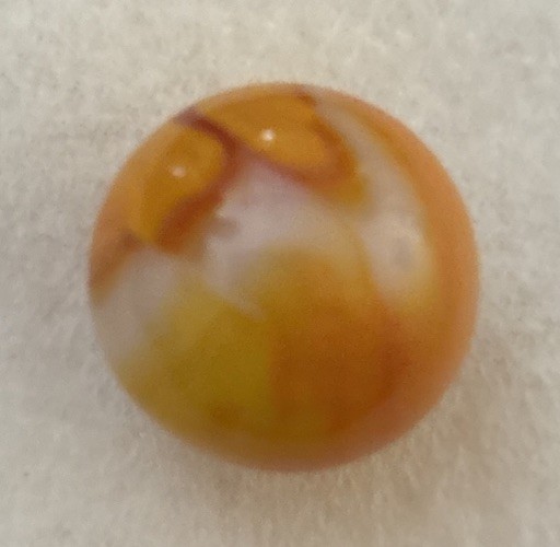 Yellow orange & white swirl machine made marble collectible
