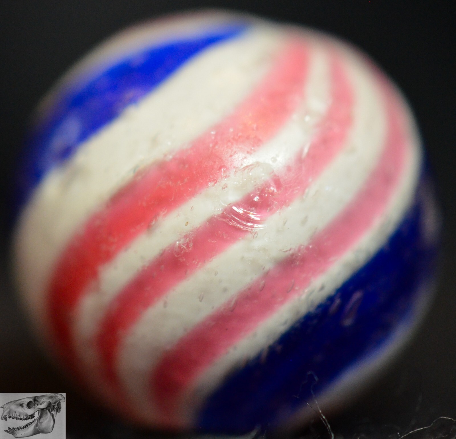 Handmade Peppermint Swirl Marble, 3/4 in, Good, Germany, 1860-1920, S1057