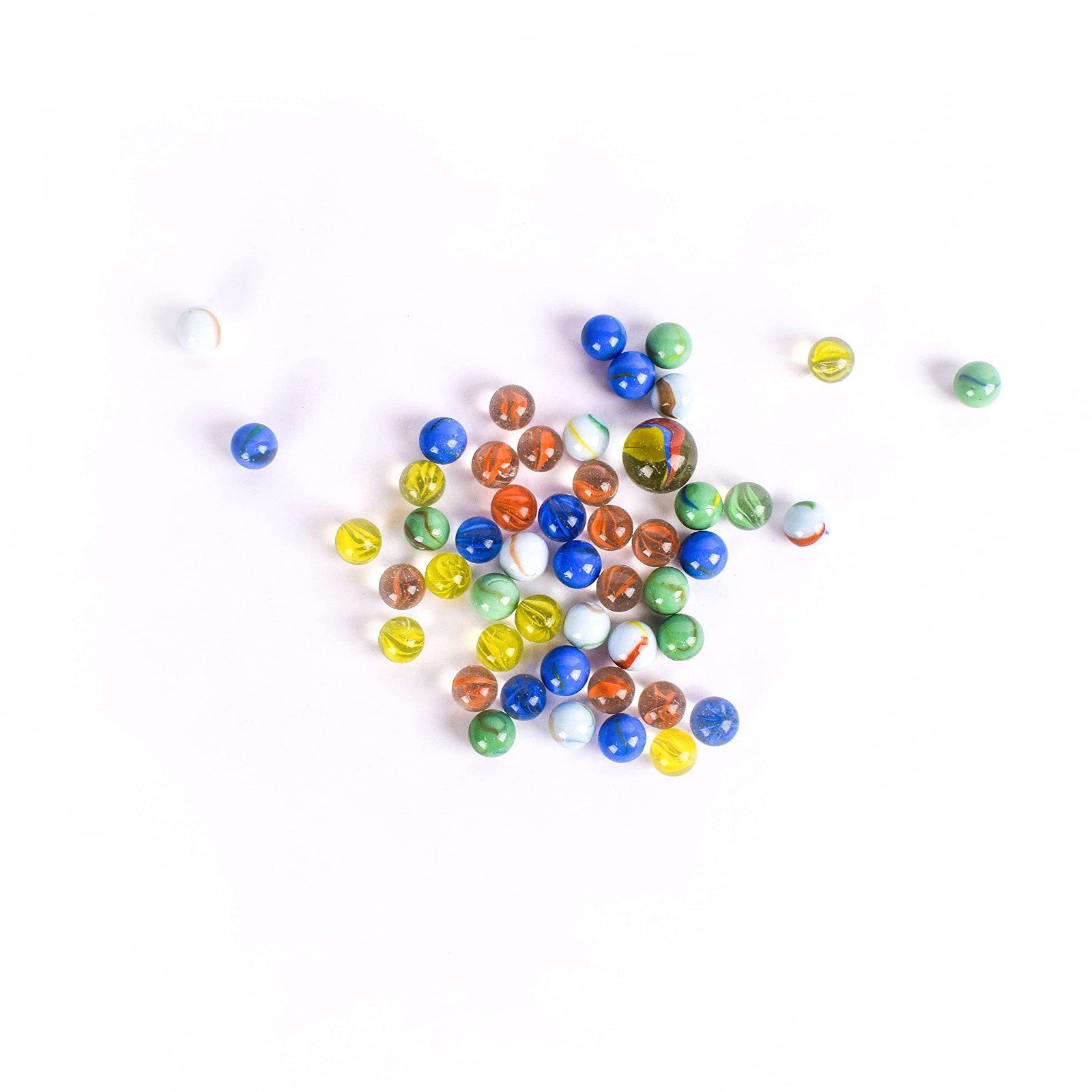 50 Piece Glass Marbles Set Colorful Kids Game Toy with Shooter Marble Pack