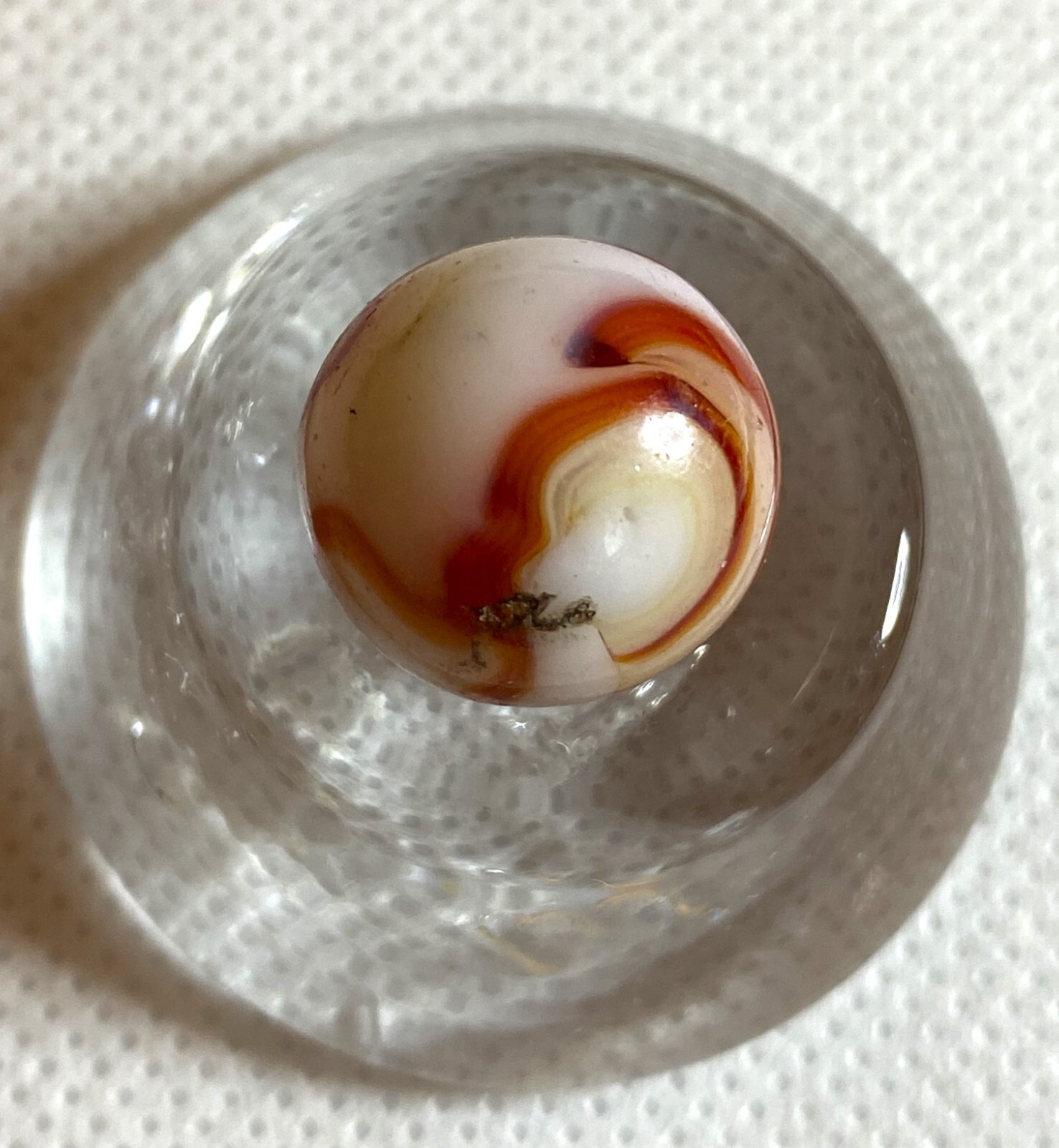 DUG CUT LINE ! CAC OR CHAMPION 0.63 AGATE ORANGE SWIRL FLAMES NM MD19