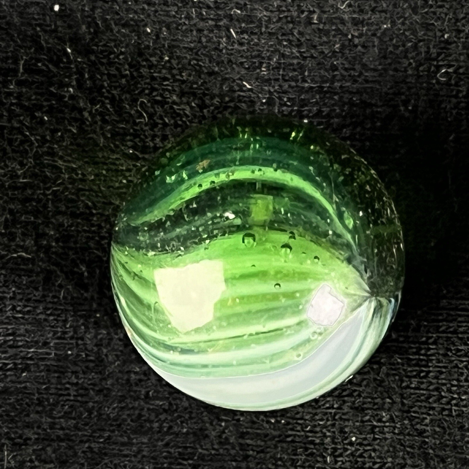 Vintage Akro Agate Peltier Art Swirl Glass Marble .63” Dark Green White