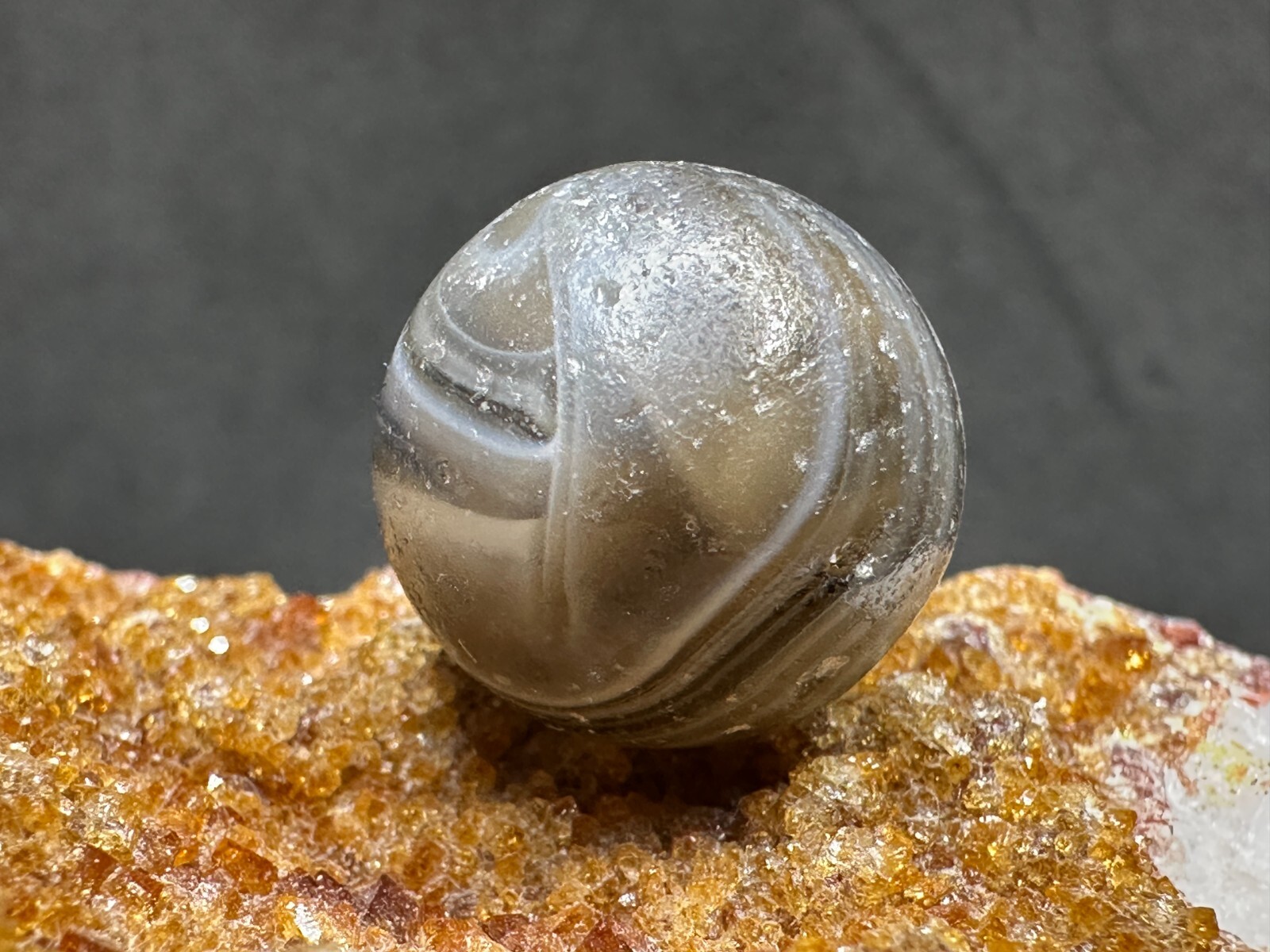 Vintage M.F. Christensen Pinch Pontil Hand Gathered Slag Marble – .67″ Good!