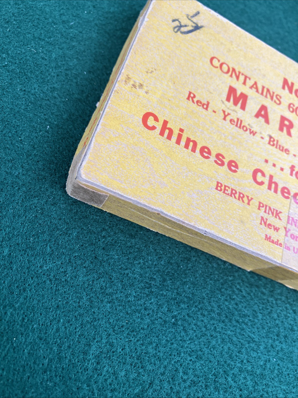 Vintage Berry Pink Inc. No. 65 CHINESE CHECKERS MARBLES Original Box NO BOARD
