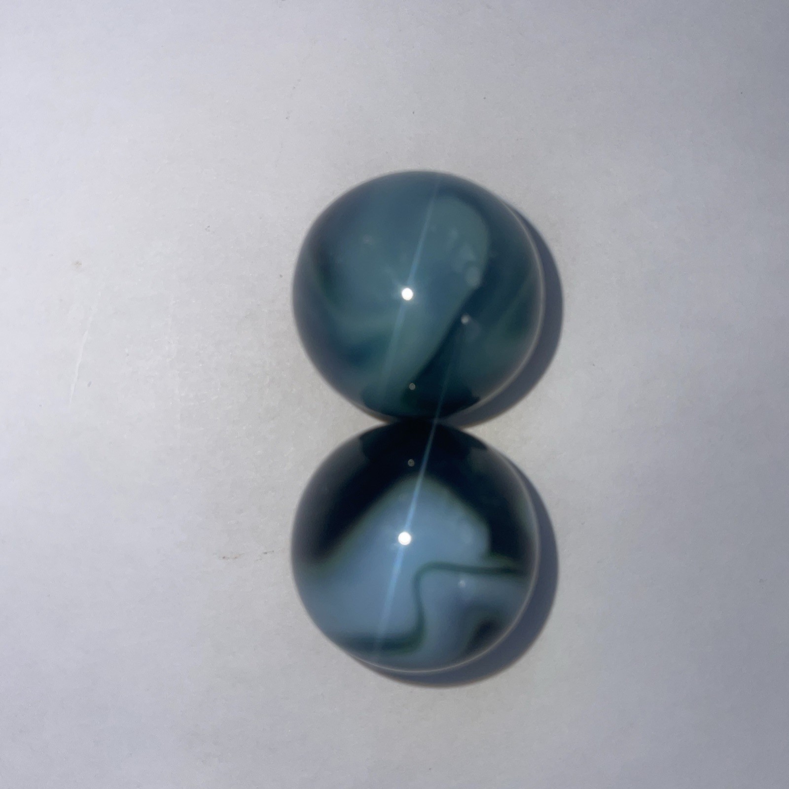 AKRO Agate Prize Name Shooter Marbles Lot Of 2 Blue Grey