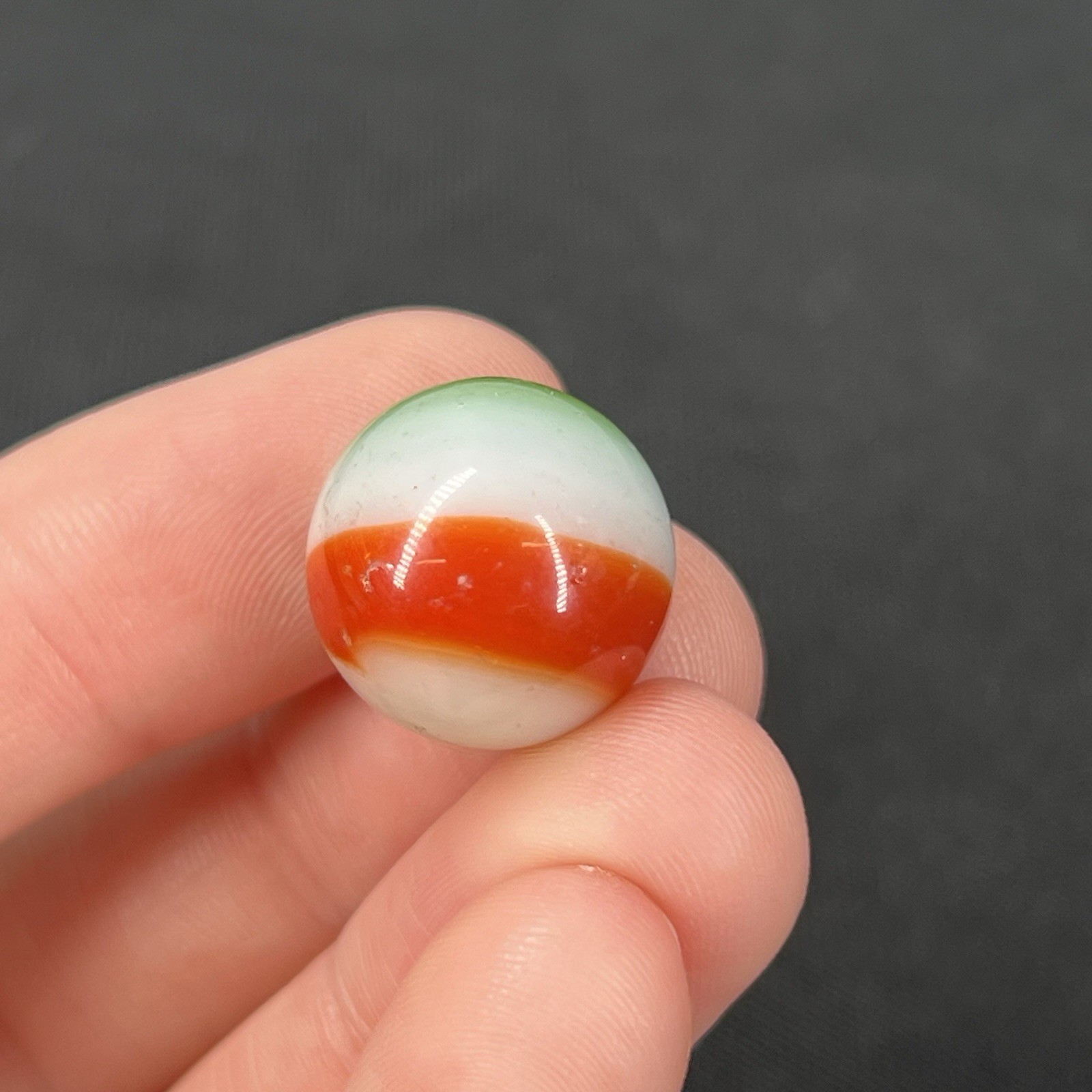 VTG Glass Marble Christensen Akro Peltier Vitro .6” Orange Yellow Green