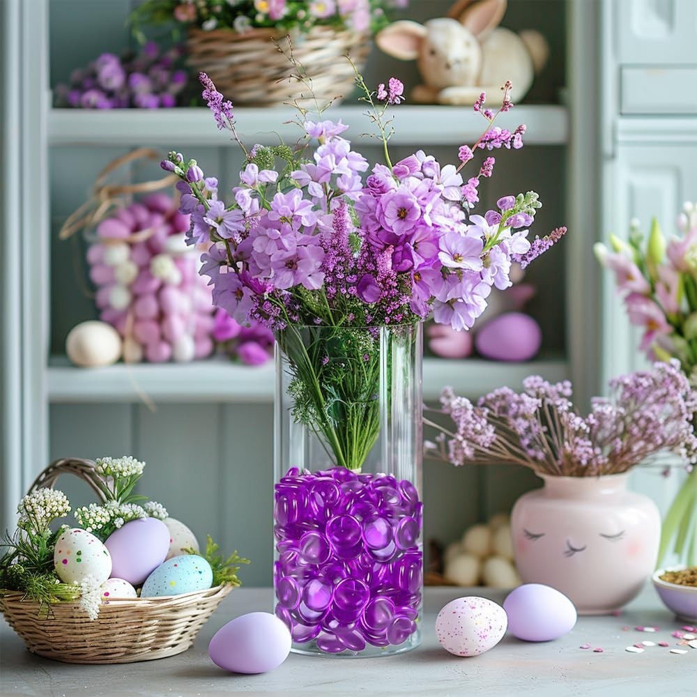 Bright Purple Acrylic Flat Marbles 630 PCS – Vase Fillers, Makeup Brush Holder,