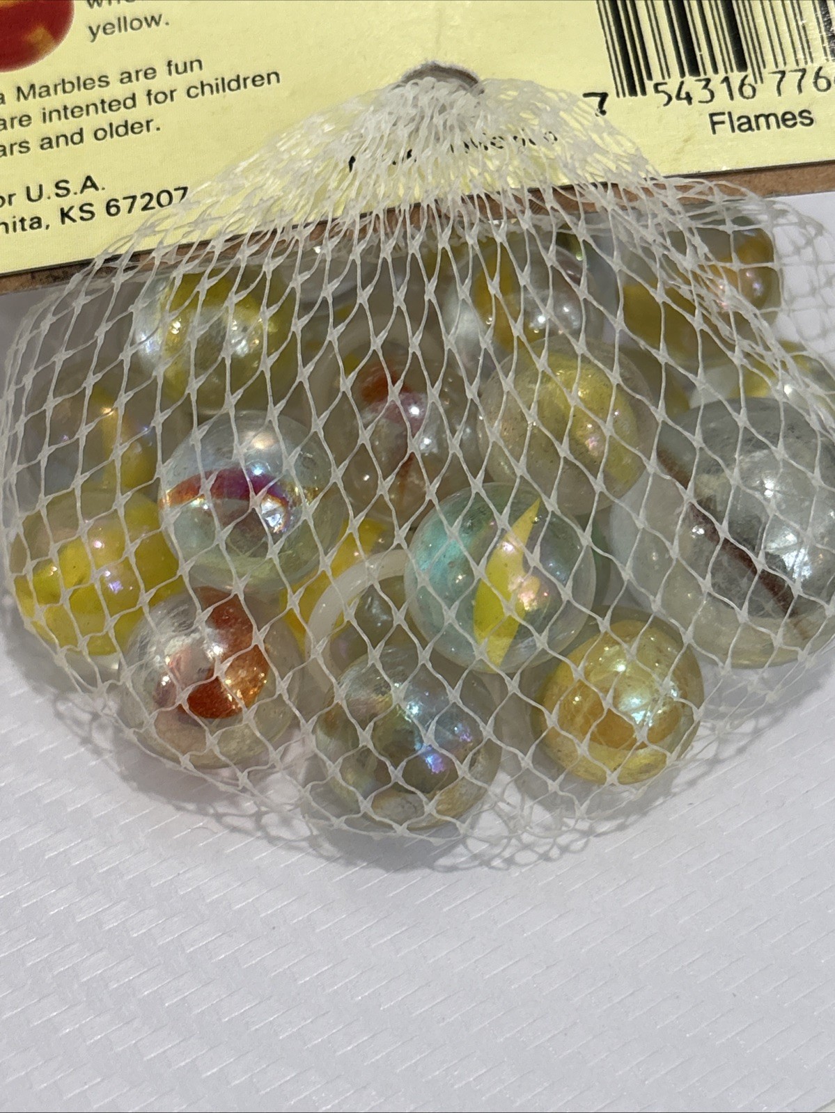“FLAMES” VACOR MEGA MARBLES Vintage 1990s Net Bag 24 16mm/1 25mm Shooter