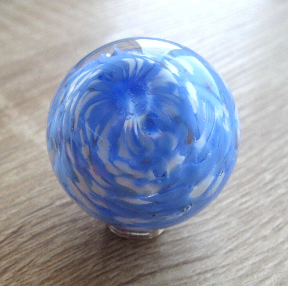 Vintage SAMMY Hogue Handmade marble Blue White Swirls Gold Silver Flakes 2002