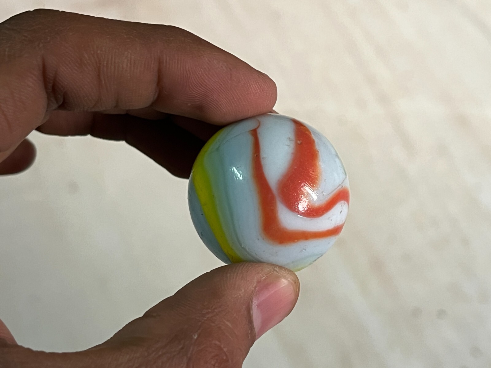 1920s Vintage Original Handmade Divided Core Swirl Colorful Glass Marble Germany