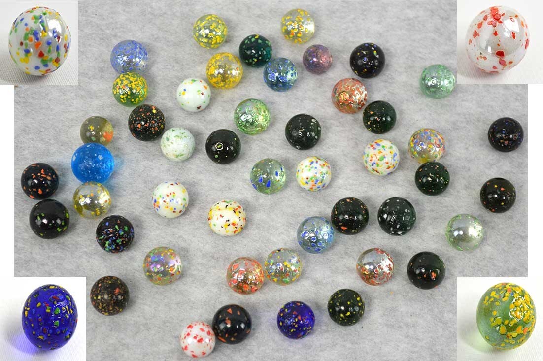 Vintage Marble Lot 40 Speckled Mix Unique Collection 13mm-18mm