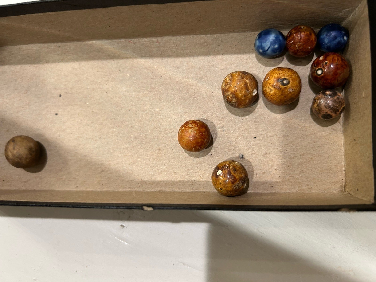 Collection Of Antique Clay Bennington Marbles Handmade 1800s-1900s Glazed (10)