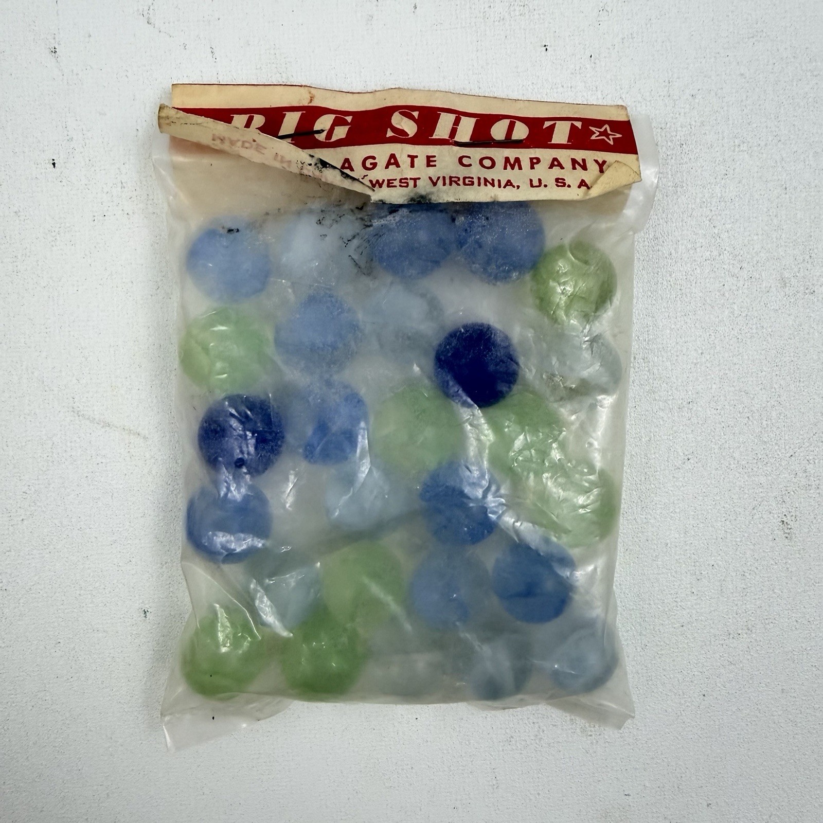Vintage Big Shot Cat Eyes Marbles 22 ct Count Bag New Sealed NOS Cairo WV