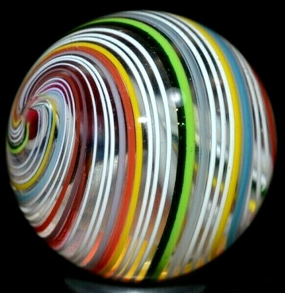 JODY FINE HANDMADE GLASS MARBLE/1.120″-FALL SPECTRUM DOUBLE-GREEN LUTZ,YELLOW++