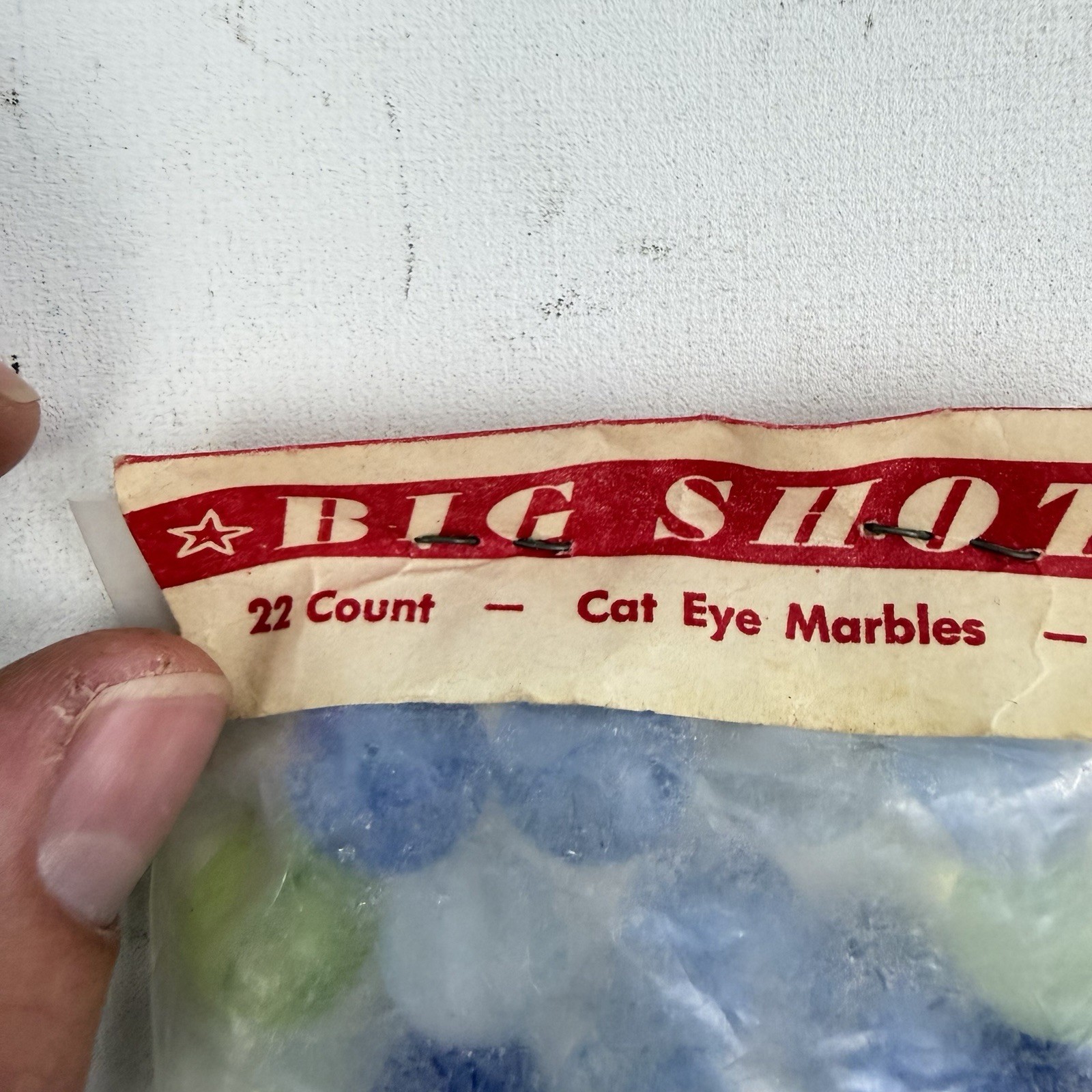 Vintage Big Shot Cat Eyes Marbles 22 ct Count Bag New Sealed NOS Cairo WV