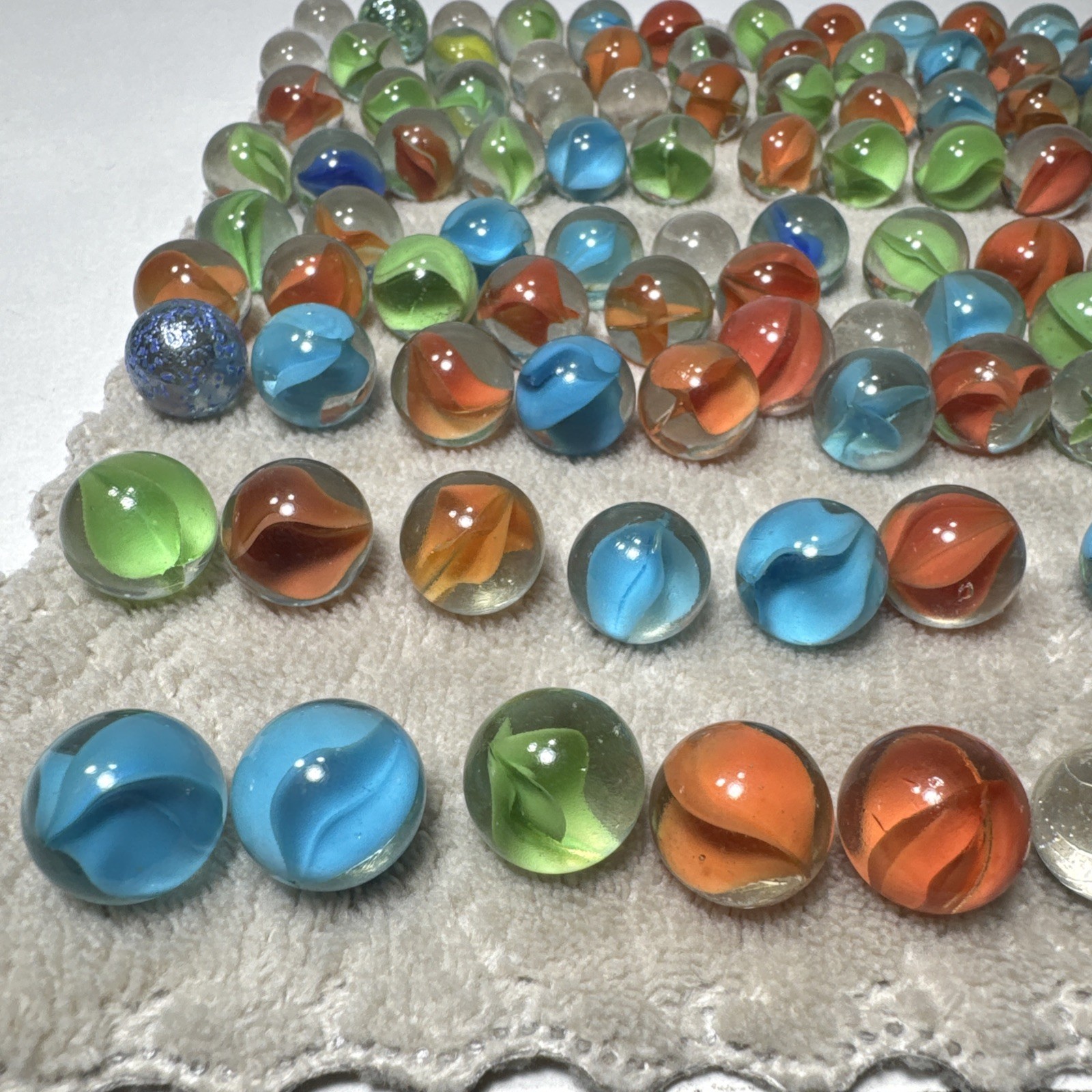 121 Vintage Marbles, Various Sizes