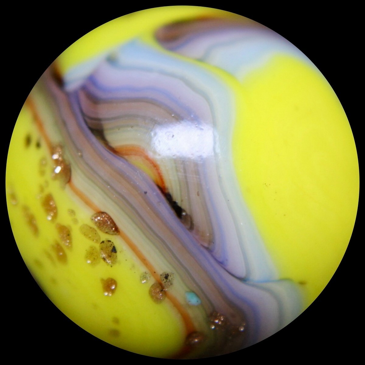JABO West Virginia Marble Collectors Club Marble: Radioactive Lavender Lutz