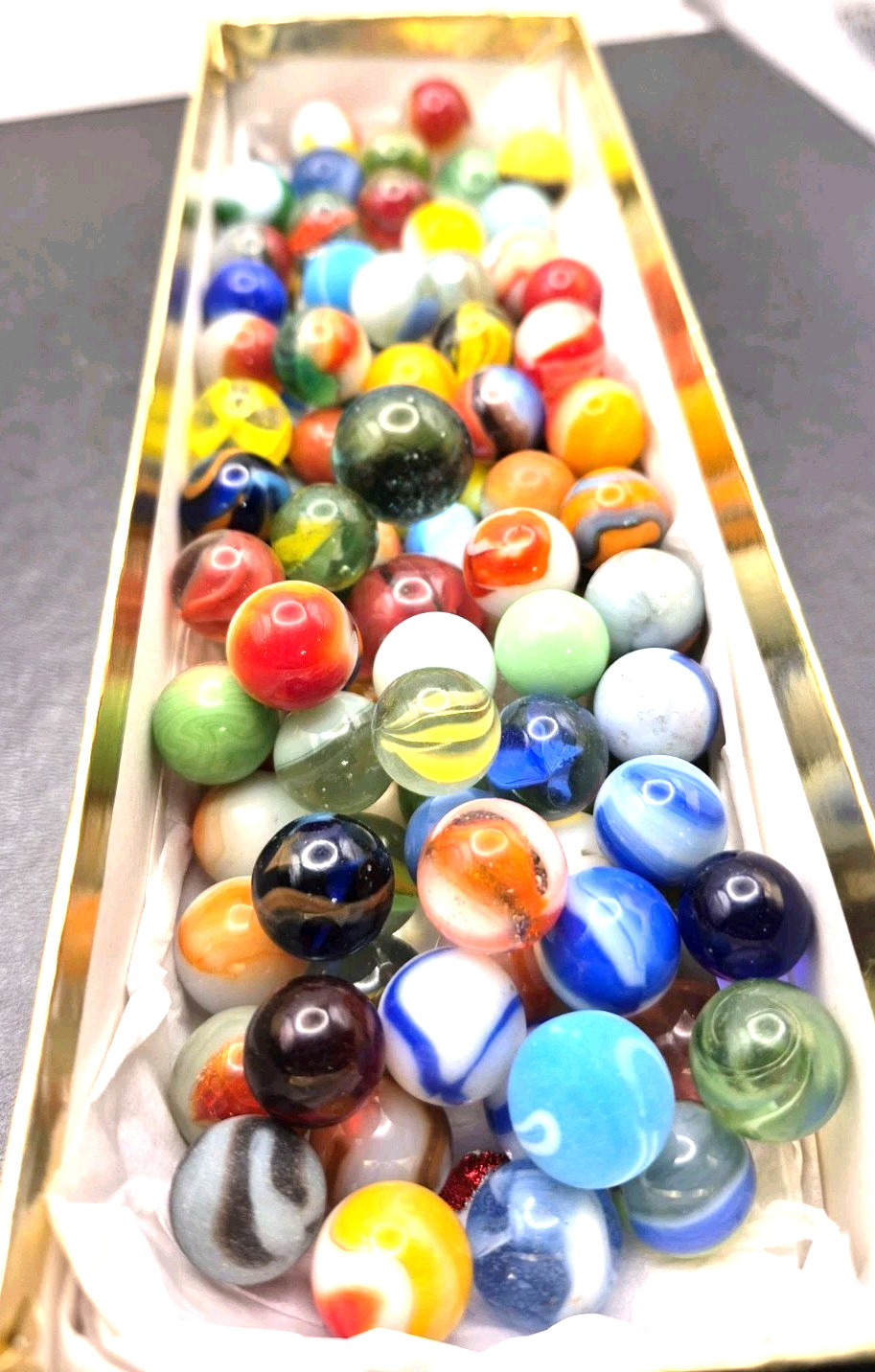 Assorted Glass Marble Lot 100 Glass Marbles In Crown Royal Cloth Bag Various #2