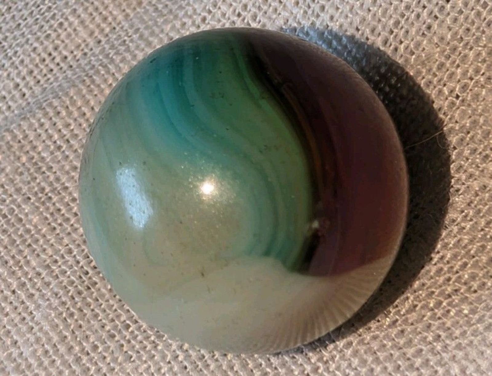 Vintage Peltier NLR Marble .59” Pastel Rainbo Cream/Teal/Burgundy Swirl