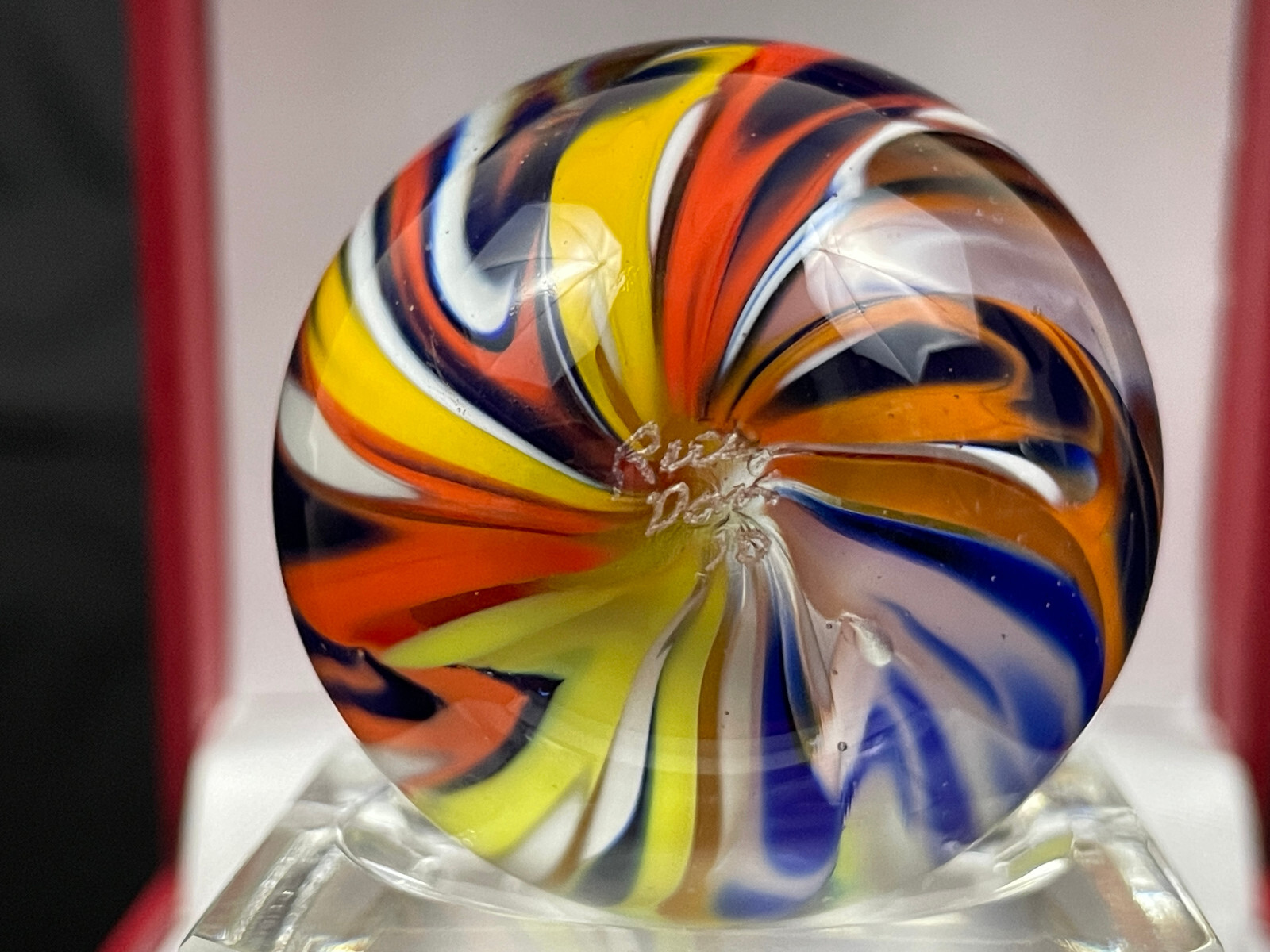Rick Davis Glass Art Marble 1.49″ Signed #26