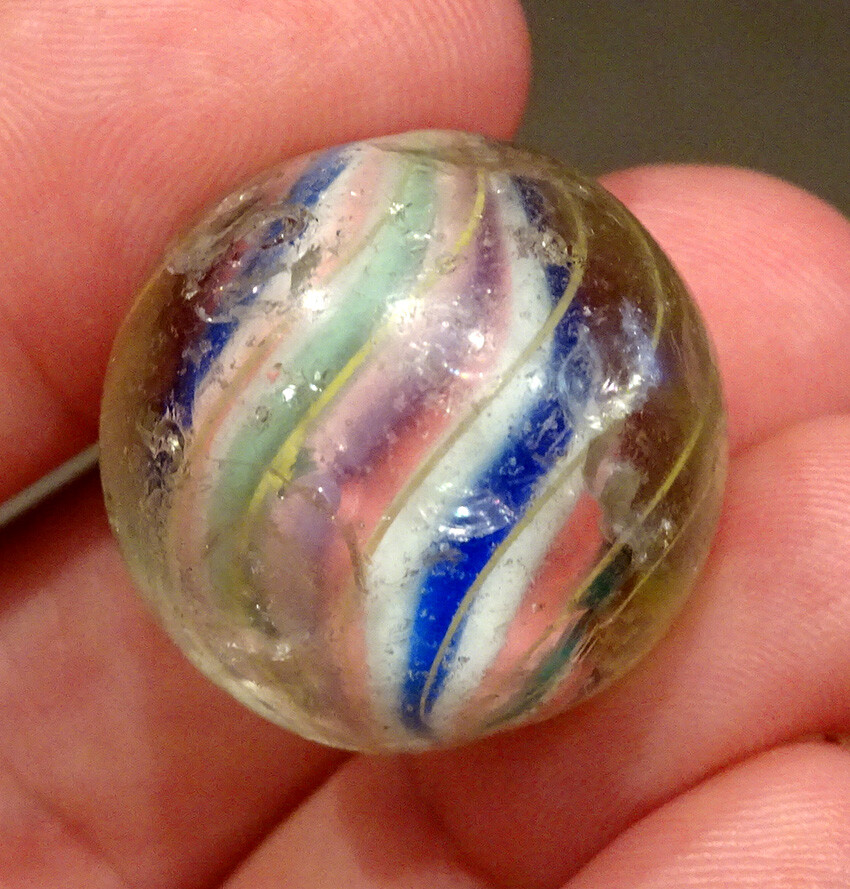 STUNNING! German MARBLE Estate Fresh ANTIQUE Vintage LATTICINIO CORE SWIRL Twist
