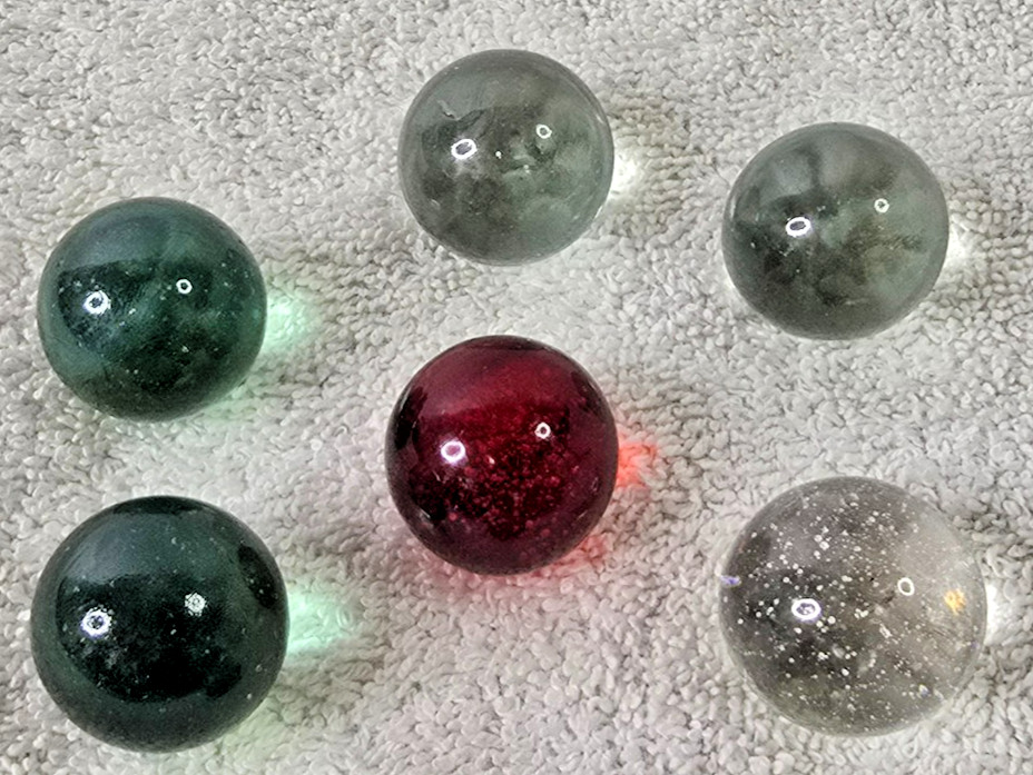 Vintage 1″ Translucent Glass Marble Lot 7 Pcs #2
