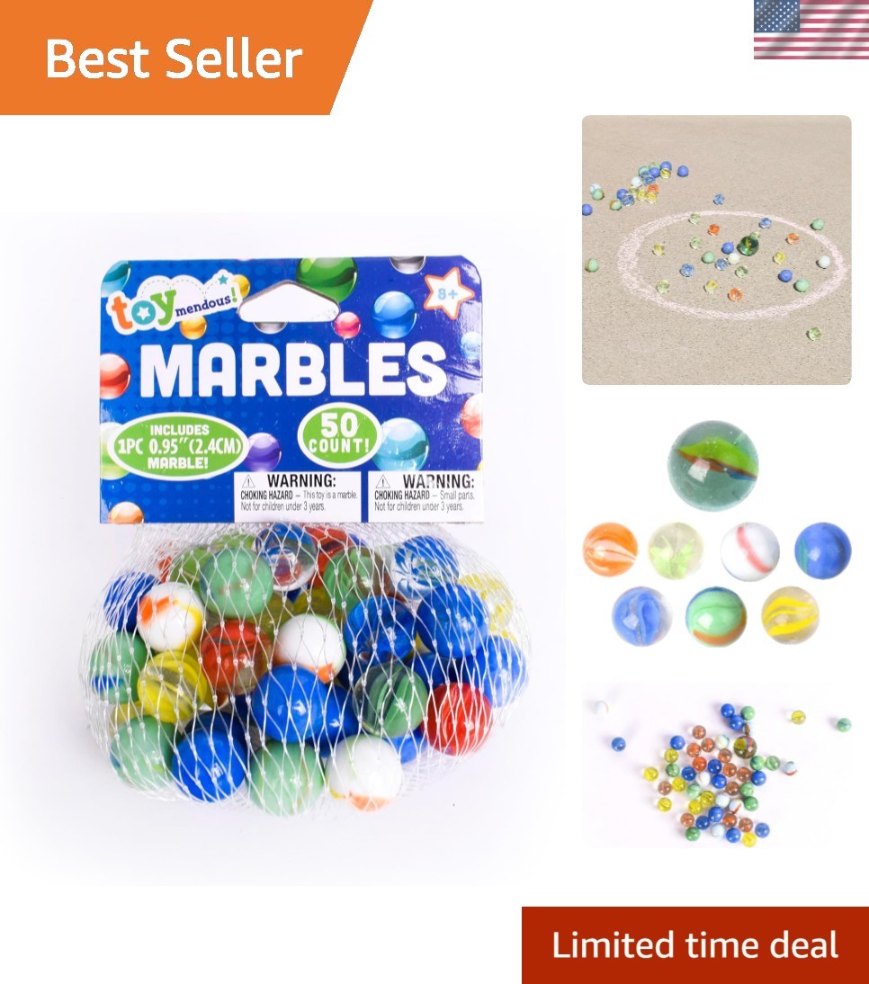 TOYMENDOUS 50 Piece Marbles – Colorful Glass Marble for Kids Games | 49 Playe…