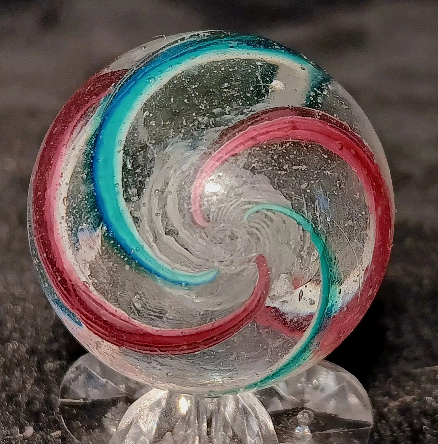 Antique German Latticinio Core Swirl Marble. 1.07″ Mint Condition.