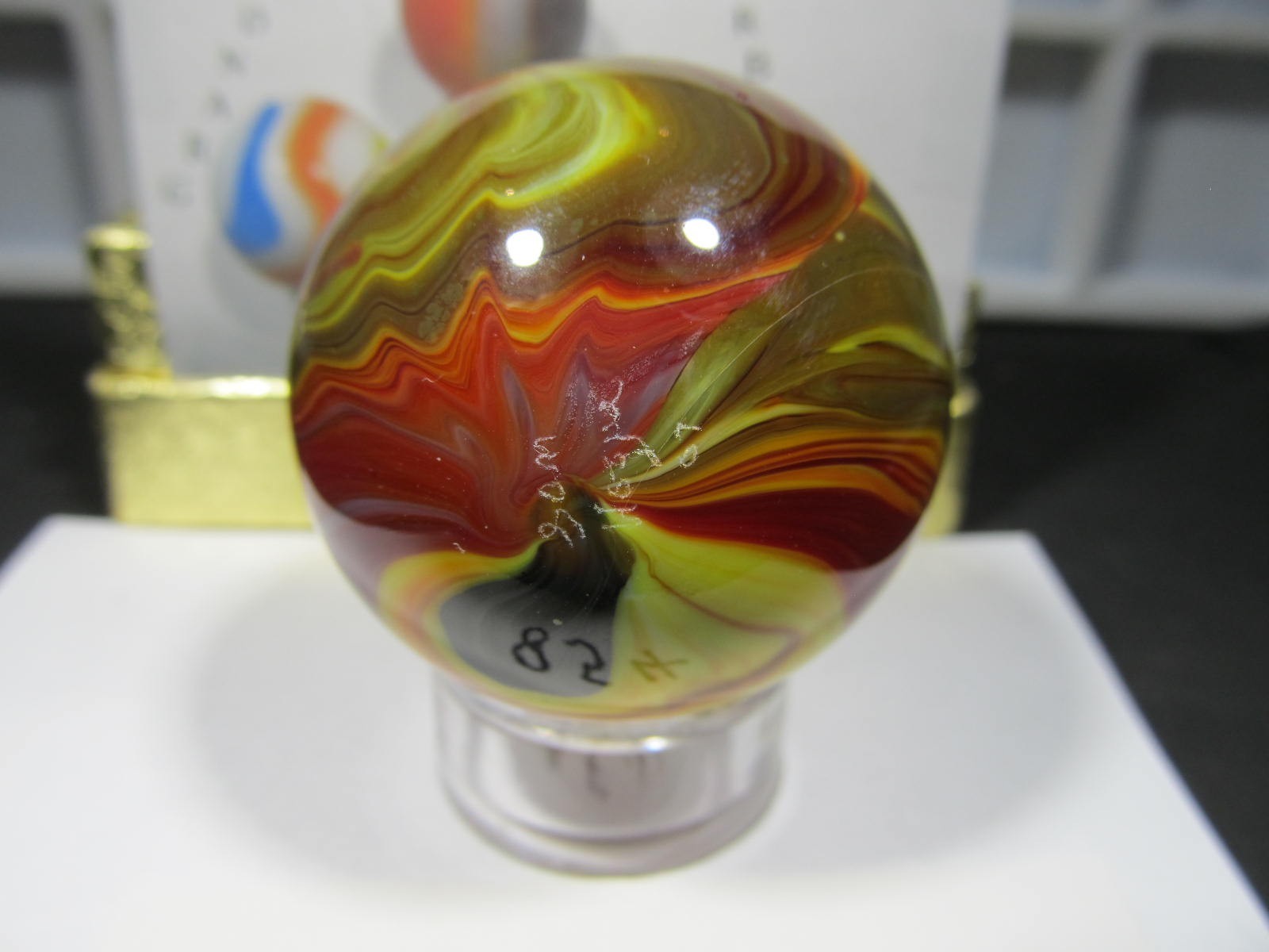 ABSOLUTELY ONE OF KIND SAM HOGUE INDIAN BLANKET MARBLE-1/ 5/8″ MINT