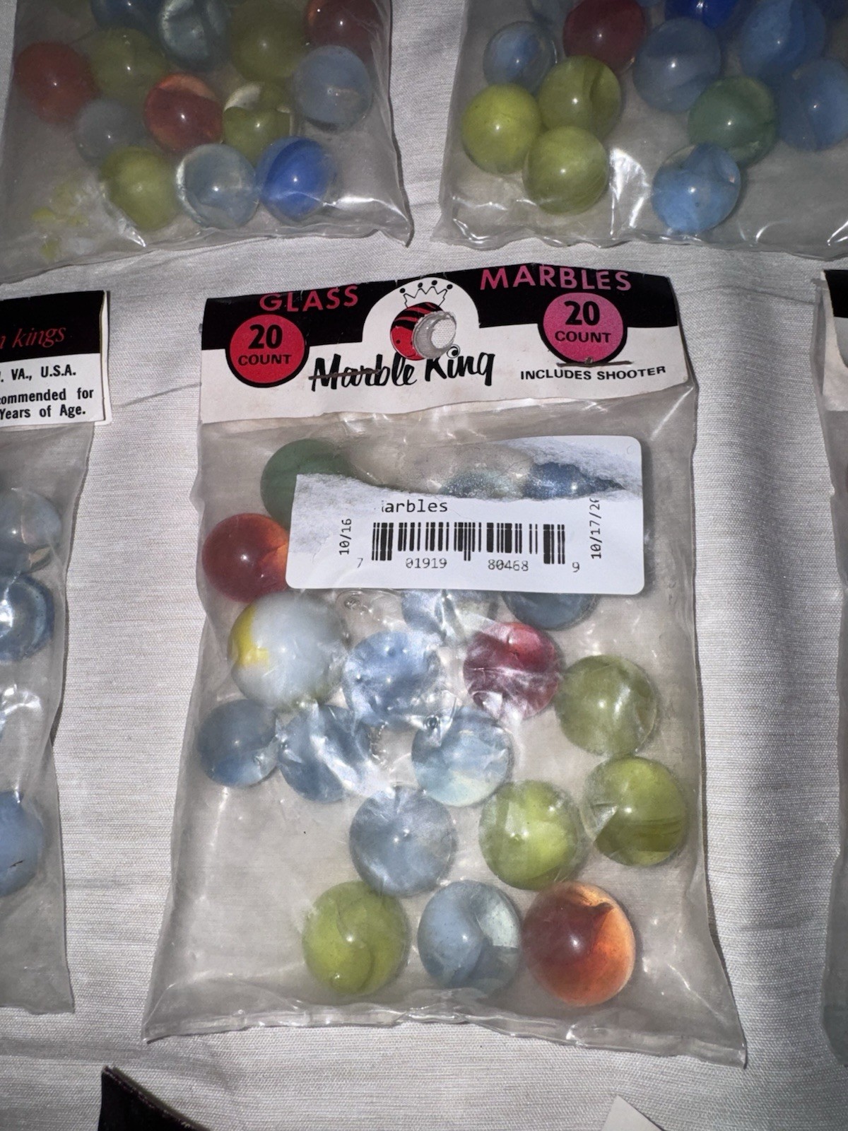 9x Vintage Marble King Marbles 20 Per Pack – 180 Total Glow Cats Eye Shooter