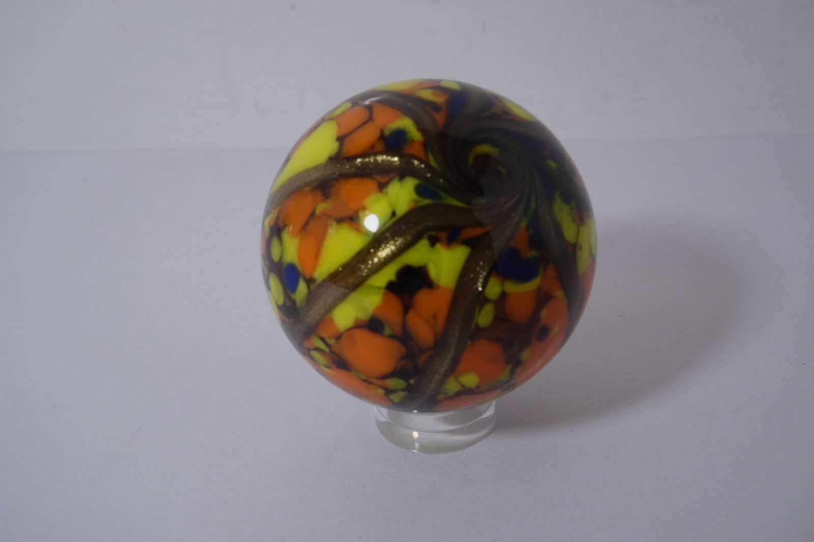 A Lovely New Multicolored Handmade Guinea Glass Marble 41 MM = 1-9/16″ Dia.