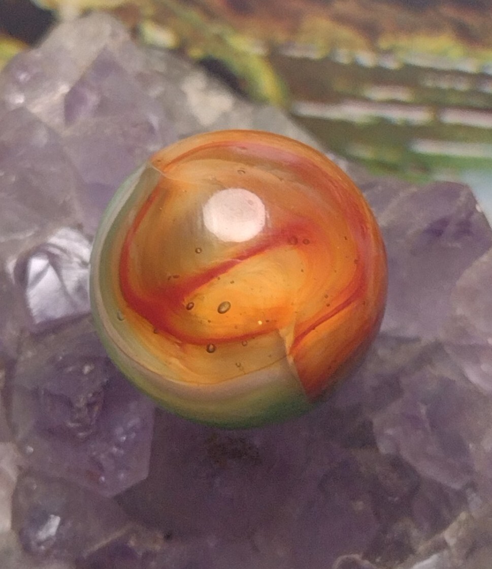 NM UV 5 Color 🦜 Vitro Glass Tri-Lite Trilite Elite ? Vintage Marbles .64″