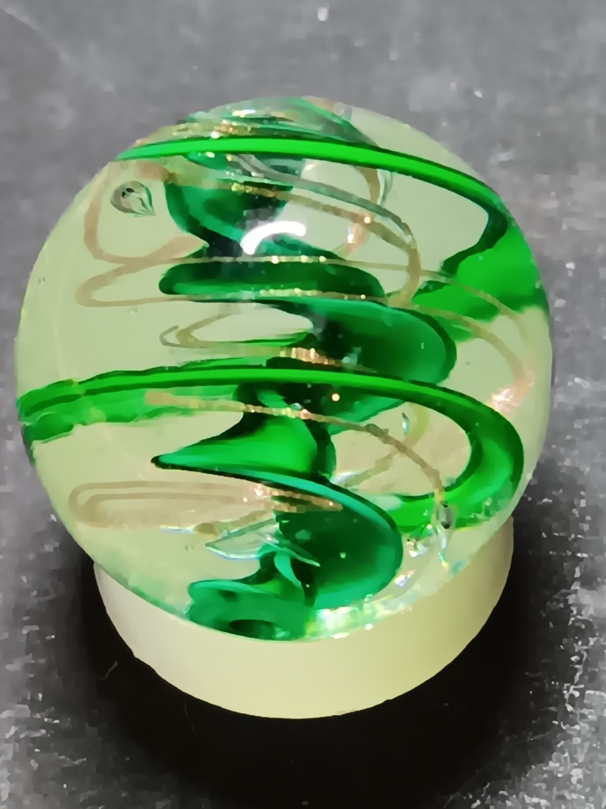 Handmade Glass Toy Marble Green Swirl Design, 0.85 Inch, Ages 4-7, 8-11 Years