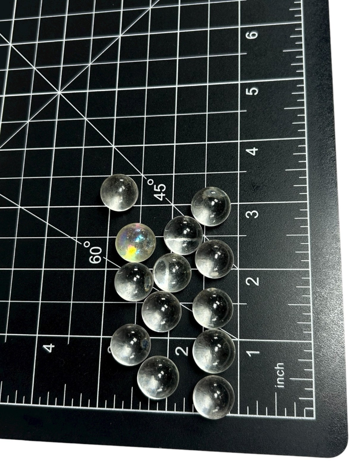 Vintage Player Marbles .59in Lot of 13 Clear Iridescent Transparent Collectible
