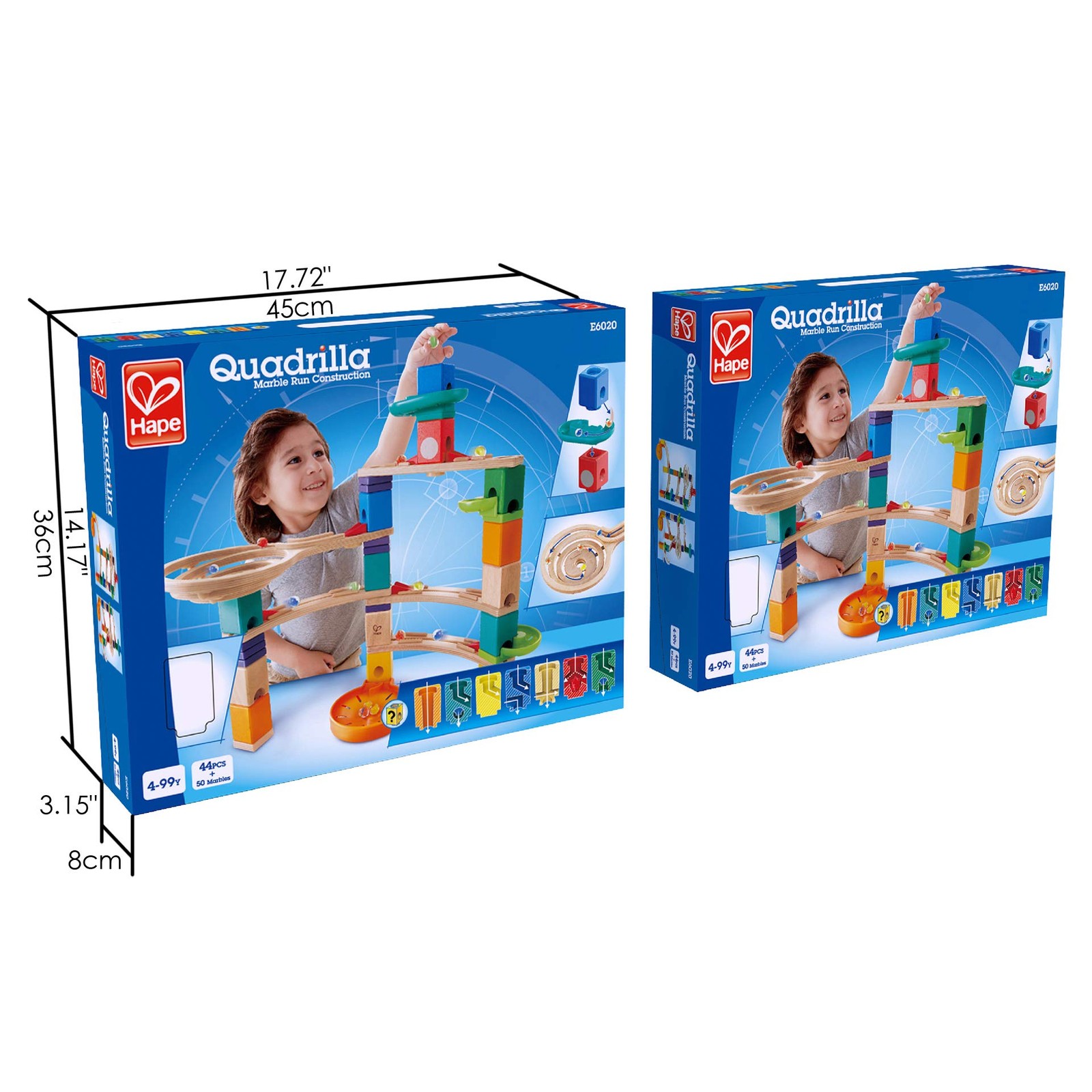 Hape Quadrilla Cliffhanger Wooden Marble Run 27 x 31 x 12 cm, Multicolor