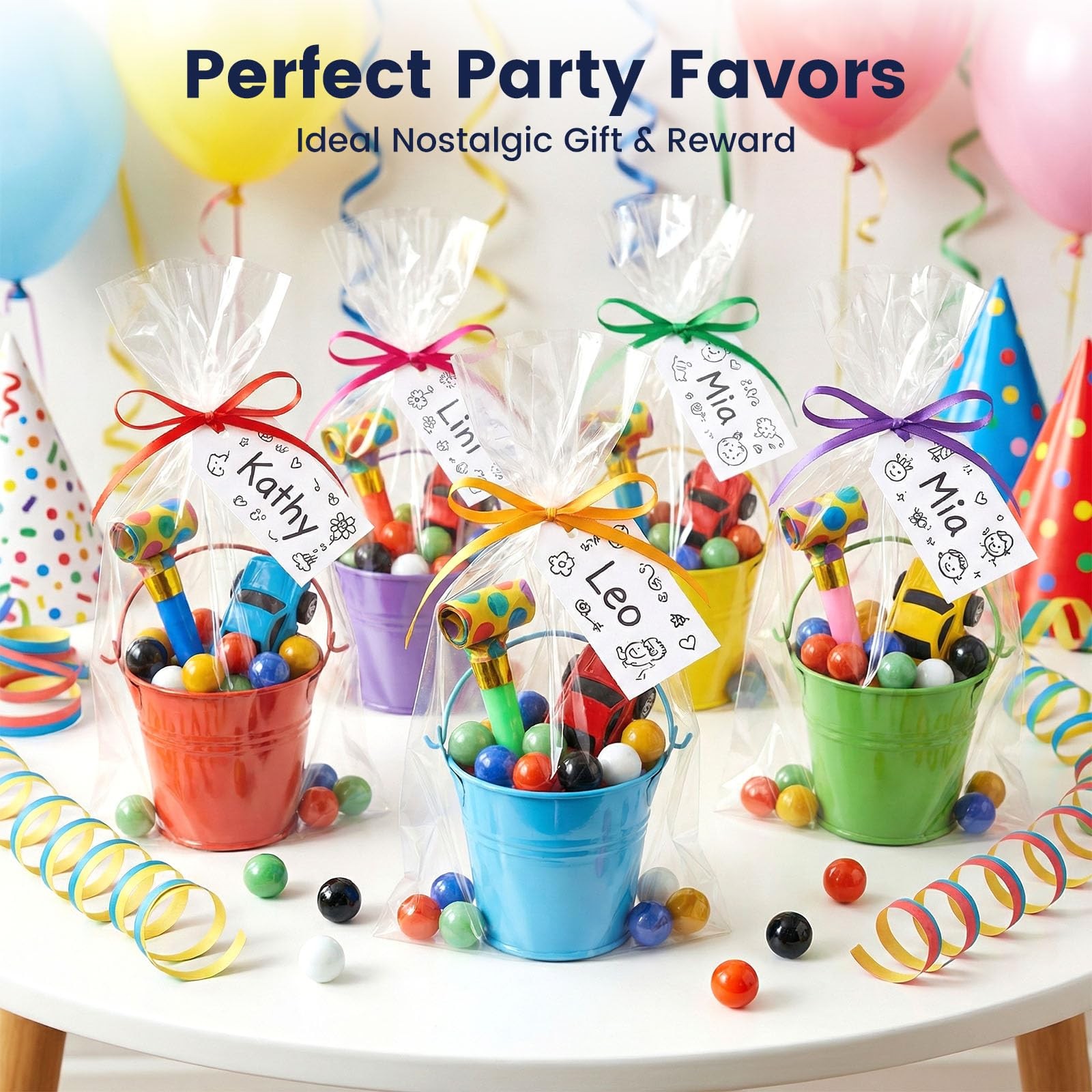 POPLAY 60PCS Glass Marbles Medium, Green, Yellow, Black, Blue, White, and Red