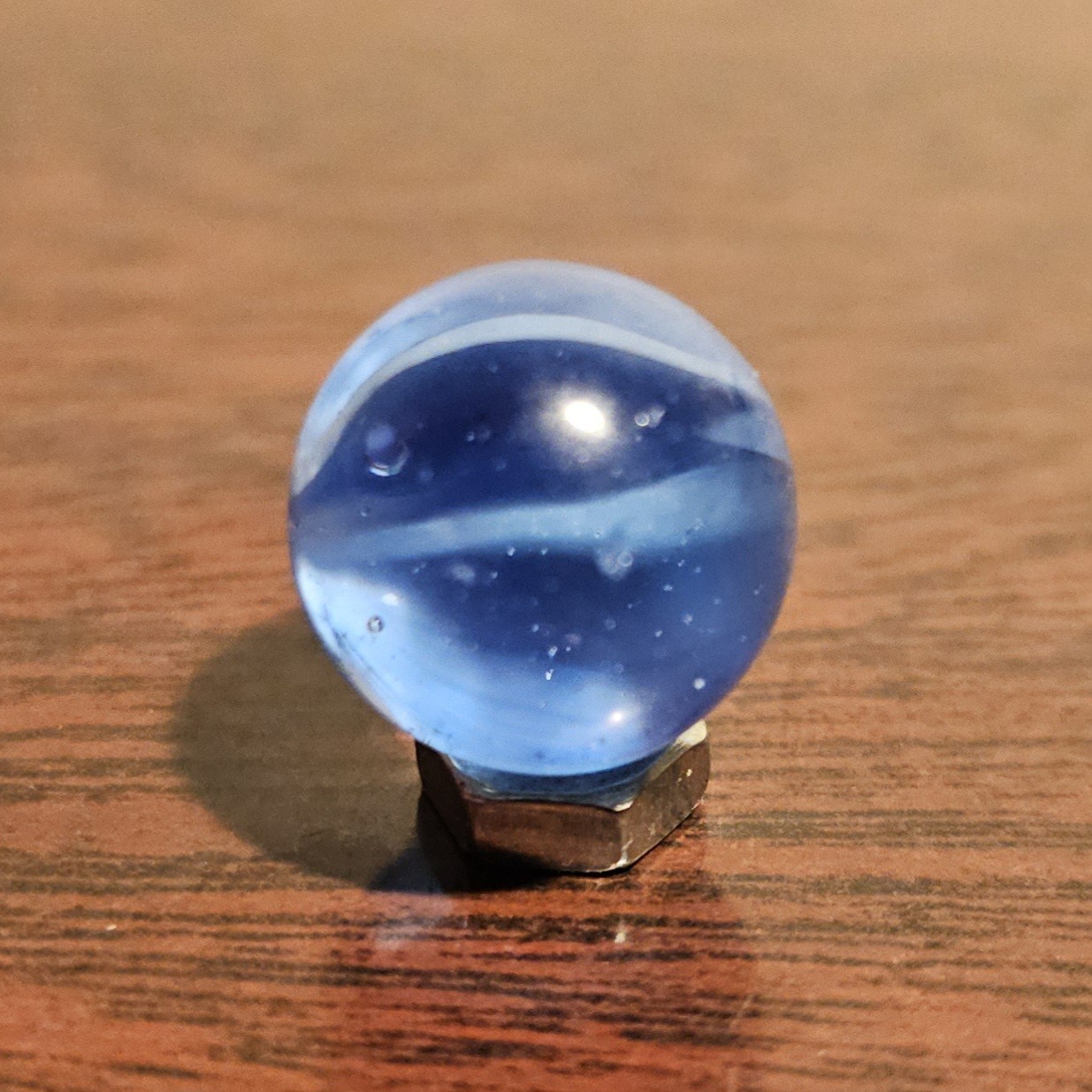 Vintage CE Bogard 4-Lobe Collapsed Floppy Hybrid Blue Clear O.593″ Marble