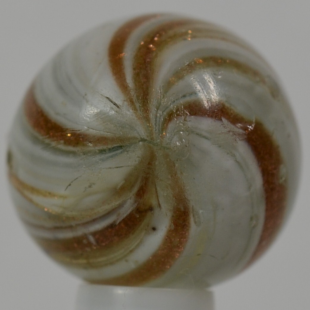 Nice Handmade White Onionskin Lutz Marble 11/16 in, Near Mint, Germany, S1328
