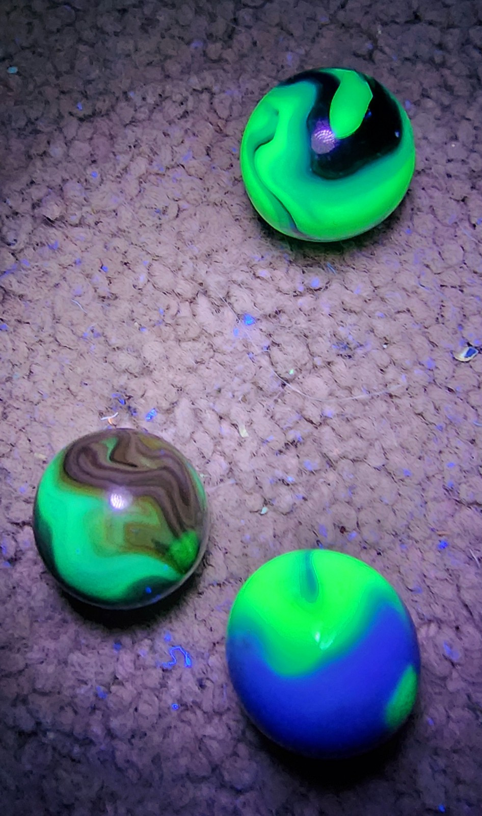 Three Large Vintage Christensen Uranium Marbles