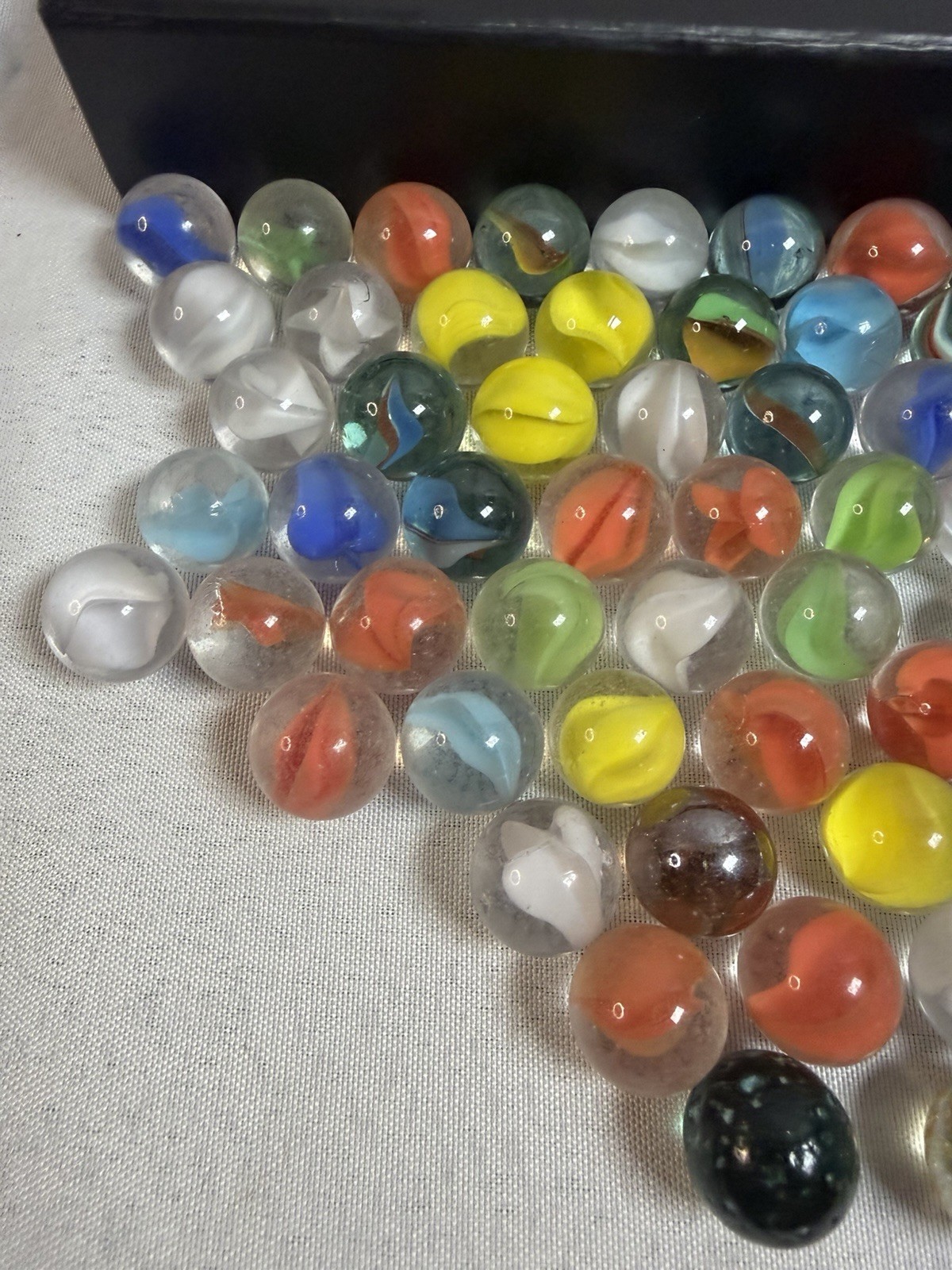 Vintage 3 Shooter Marbles 60+ Mibs Glass Cats Eye Swirl Assorted Colors