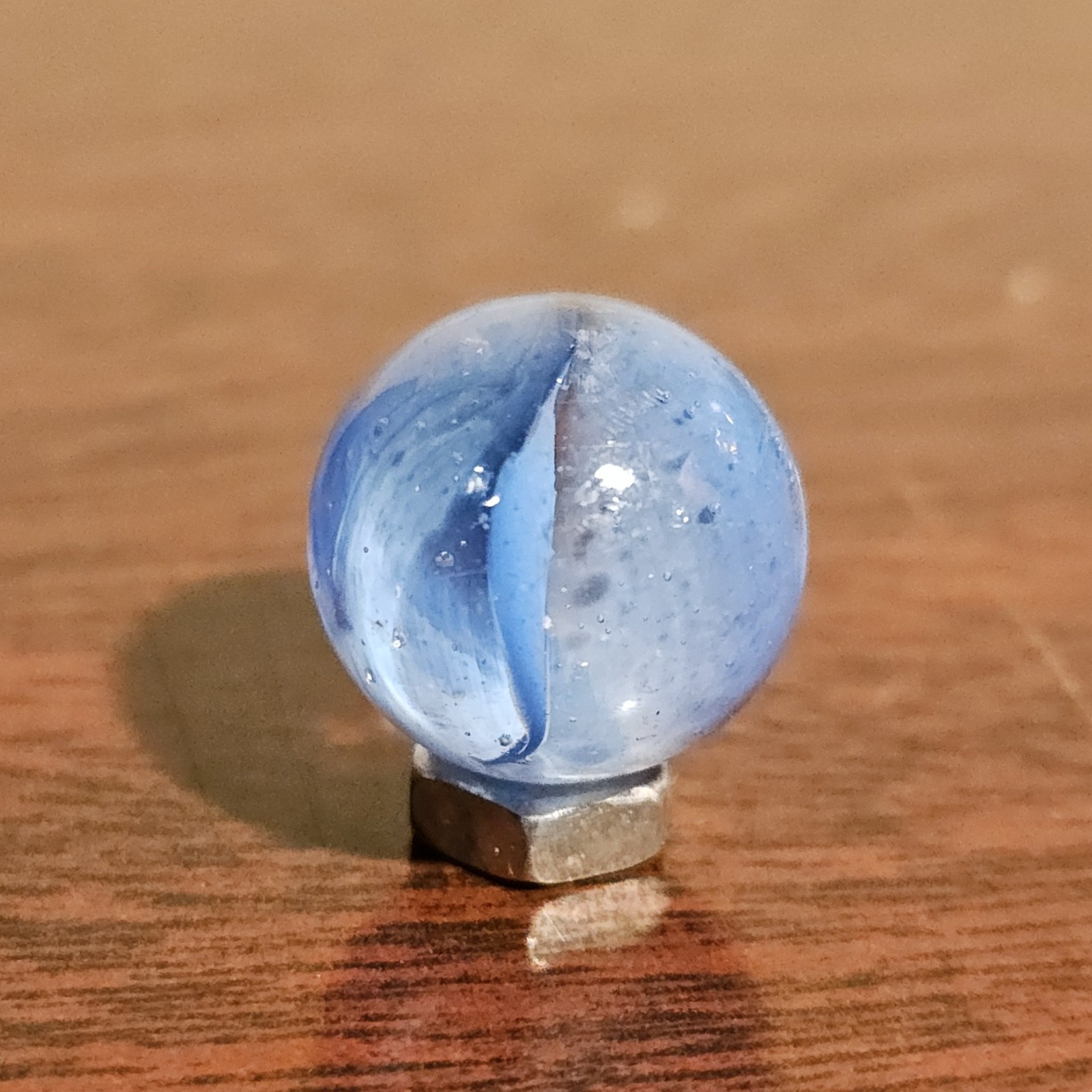 Vintage CE Bogard Blue 4 Lobe Floppy .625″ Glass Marble