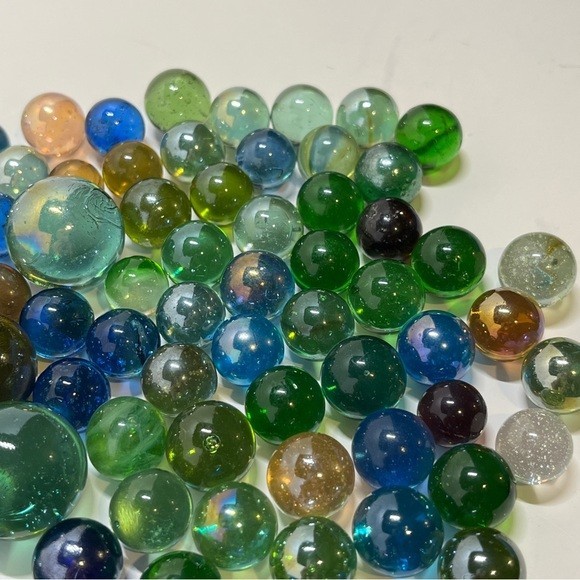 180+ Vintage Glass Marbles Clear Green Blue Mixed Lot Yellow Orange Red Pink