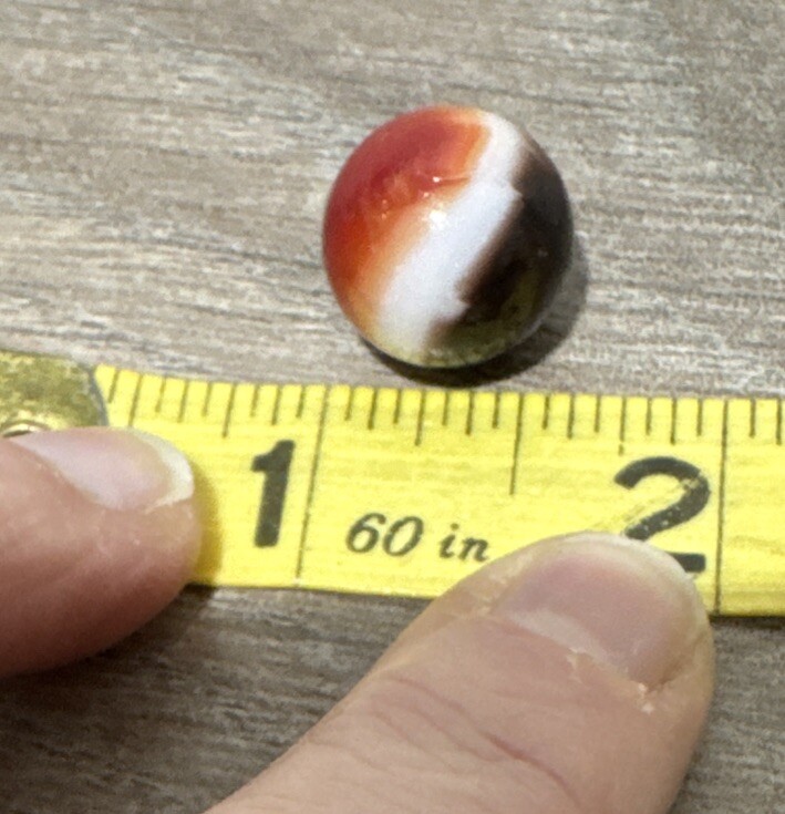 Vtg Marble .57” Slag Agate Patch Orange White Brown Red Glass